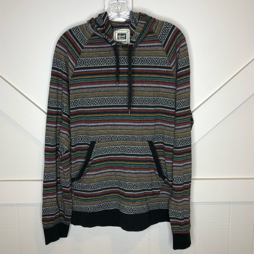 Beautiful Giant Boho Aztec Pull Over Hoodie Sweatshirt Top Front Pocket